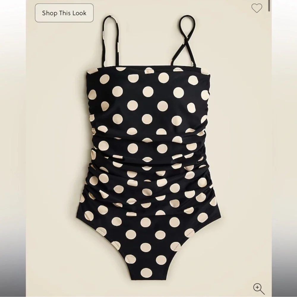 J.Crew Gemma ruched bandeau one-piece in dot print